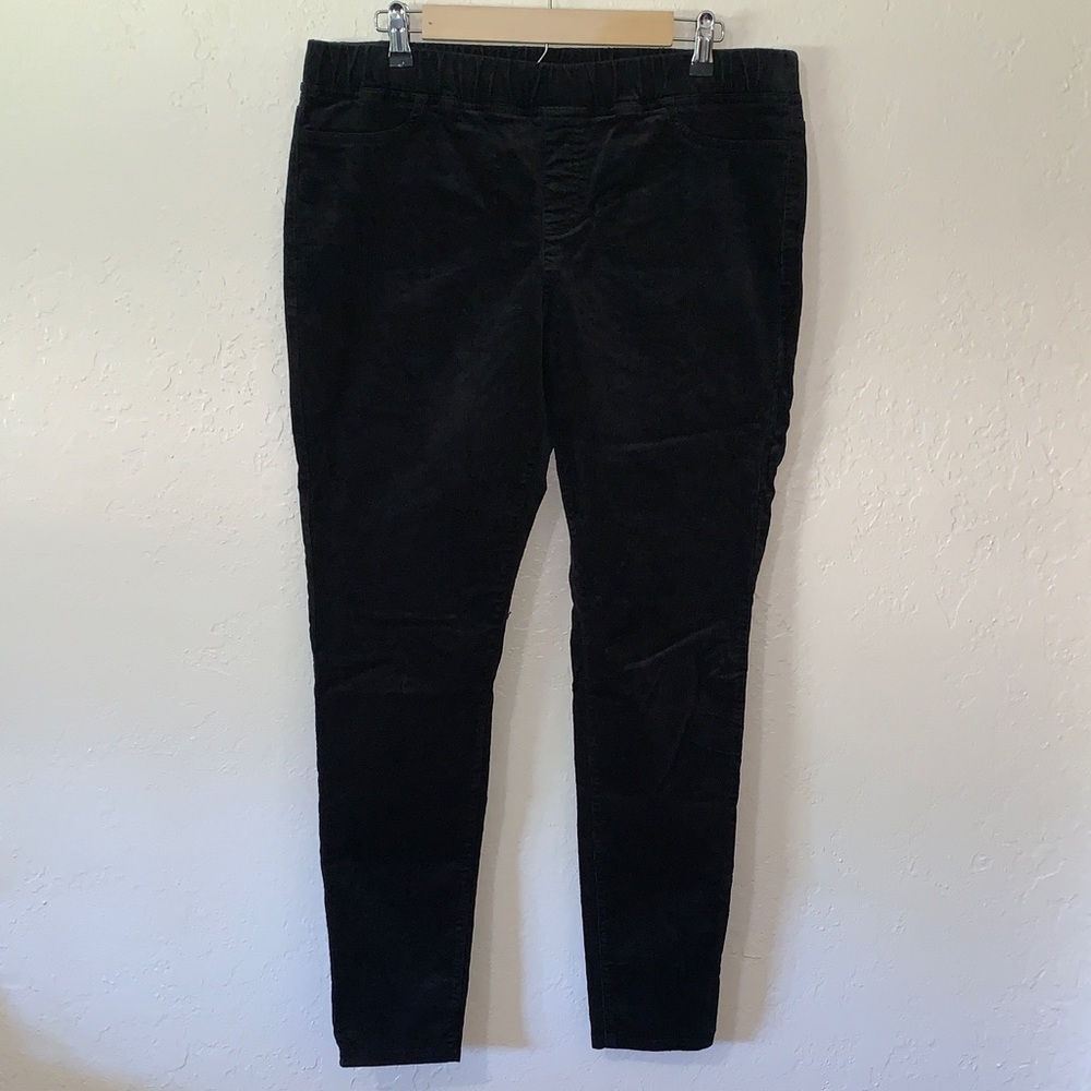 Eileen Fisher Corduroy Pants Pull On M Medium Black Organic Cotton Blend